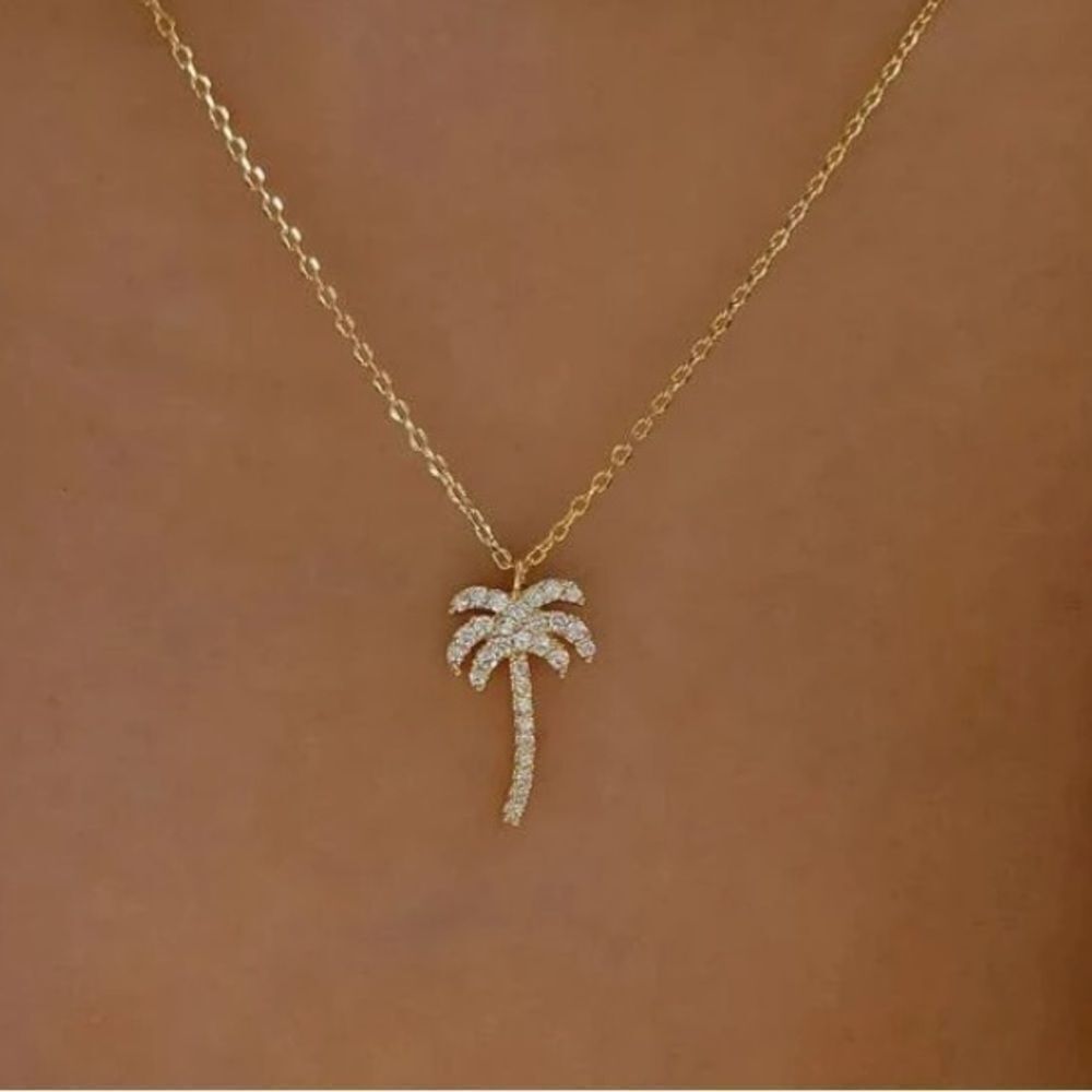 3for$20 Palm Tree Charm Necklace gold color
